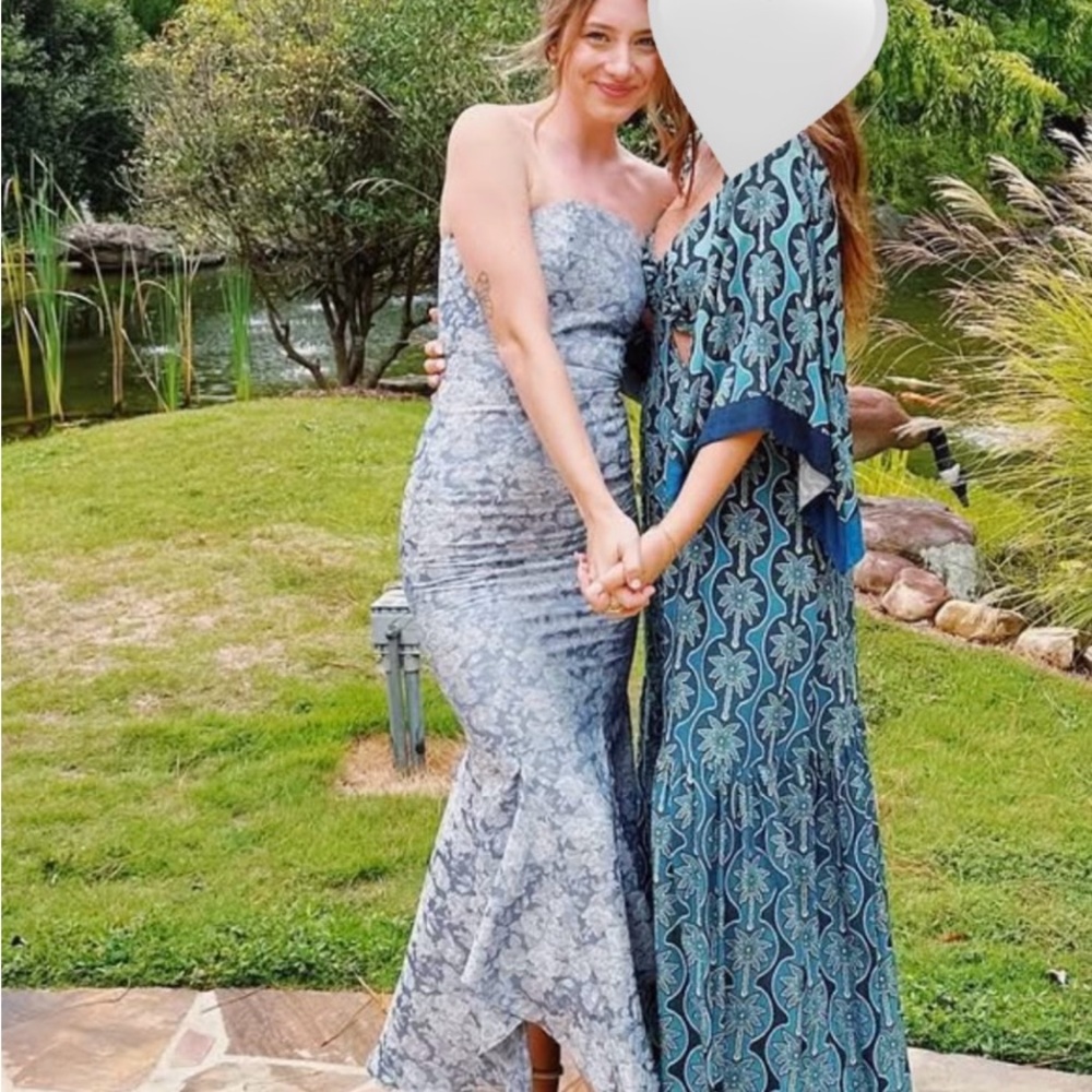 Altar'd State Strapless Blue Lace Dress